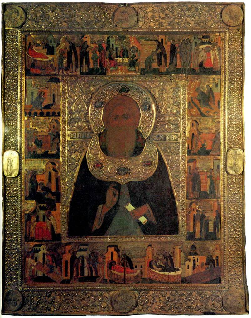 Икона Преподобного Сергия Радонежского с Житием.
