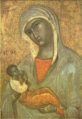 Икона Божией Матери « Млекопитательница», Италия, XIV в.