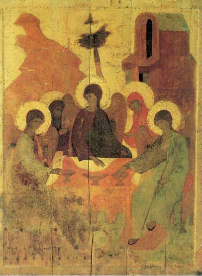 Троица Ветхозаветная. Икона. XV век