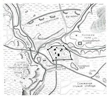 Осада монастыря-крепости в 1608—1610 гг. План