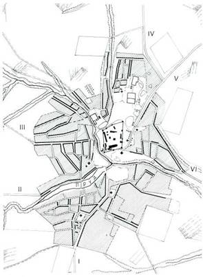 План расположения сел и слобод вокруг Троице-Сергиевой лавры во второй половине XVI11 века.