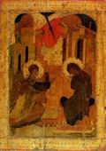 Благовещение. Икона праздничного чина иконостаса Троицкого собора. XV в.
