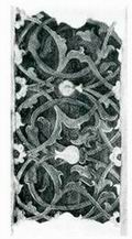 Фрагмент росписи откоса дверного проема западной паперти Троицкого собора. XVI в. Копия К. И. Балдина
