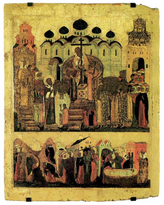 Воздвижение креста. Икона. XVI век
