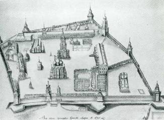 Троицкий монастырь в первой половине XVIII века. Гравюра И. ф. Зубова