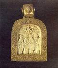 Нагрудная икона «Знамение» со святыми — Андреем (?) Юродивым
