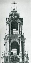 Верхние ярусы колокольни, надстроенные архитектором Д. В. Ухтомским
